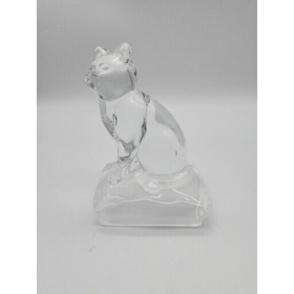 VTG Cat Figure Cristal d'Arques France Lead Crystal Glass On Pillow Paperweight - Picture 6 of 12
